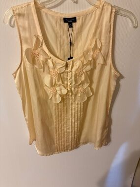 Talbots Cream Silky Tank/Camisole with Flowers